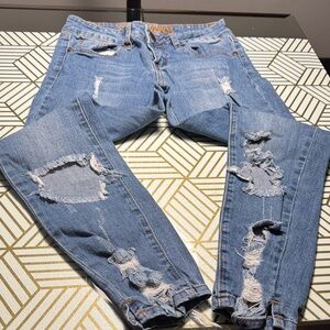 Stylish Distressed Blue Jeans